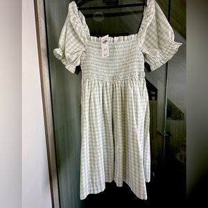 Checkered print puff sleeve mini dress from Abercrombie